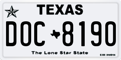 TX license plate DOC8190