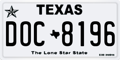 TX license plate DOC8196
