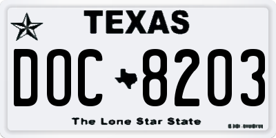 TX license plate DOC8203