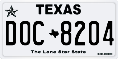 TX license plate DOC8204