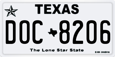 TX license plate DOC8206