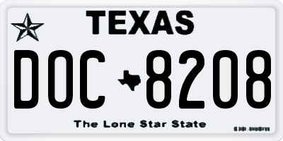 TX license plate DOC8208