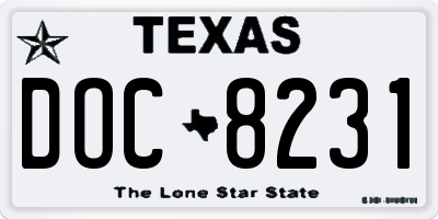 TX license plate DOC8231