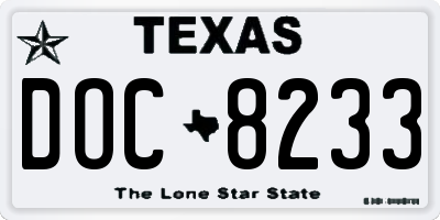 TX license plate DOC8233