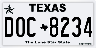 TX license plate DOC8234