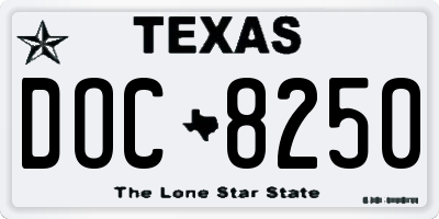 TX license plate DOC8250