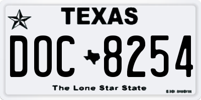 TX license plate DOC8254