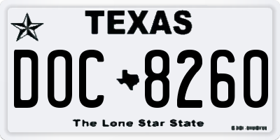 TX license plate DOC8260