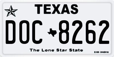 TX license plate DOC8262