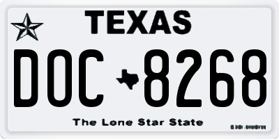 TX license plate DOC8268