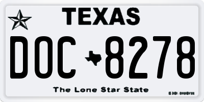 TX license plate DOC8278