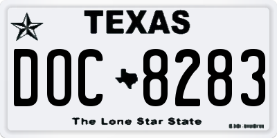 TX license plate DOC8283