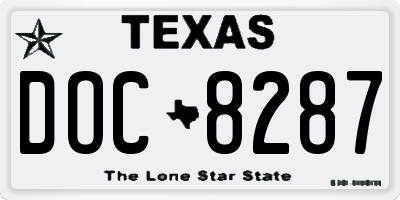 TX license plate DOC8287