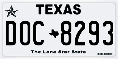 TX license plate DOC8293