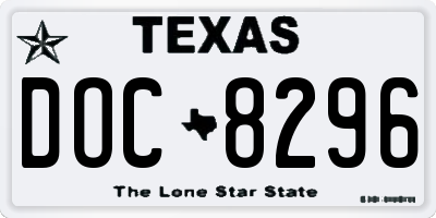 TX license plate DOC8296