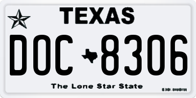 TX license plate DOC8306
