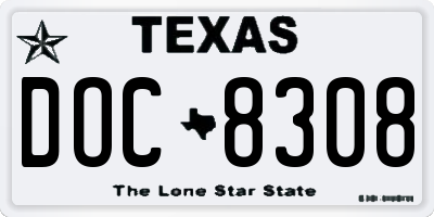TX license plate DOC8308