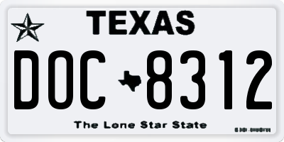 TX license plate DOC8312