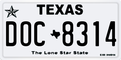 TX license plate DOC8314