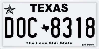 TX license plate DOC8318