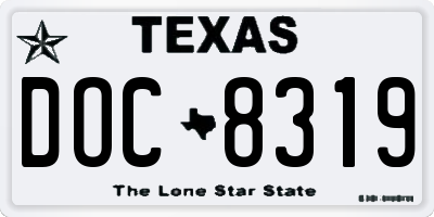 TX license plate DOC8319