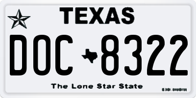TX license plate DOC8322