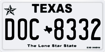 TX license plate DOC8332