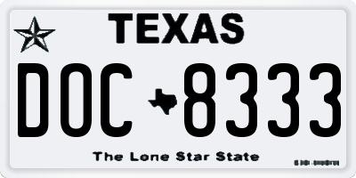 TX license plate DOC8333