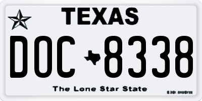 TX license plate DOC8338