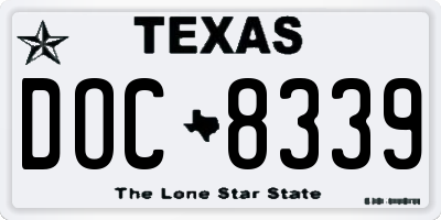 TX license plate DOC8339