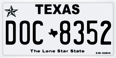 TX license plate DOC8352