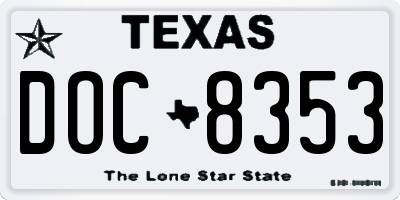 TX license plate DOC8353