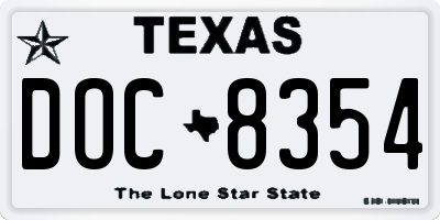 TX license plate DOC8354