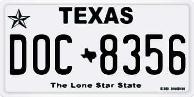 TX license plate DOC8356
