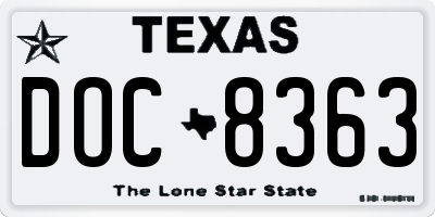 TX license plate DOC8363