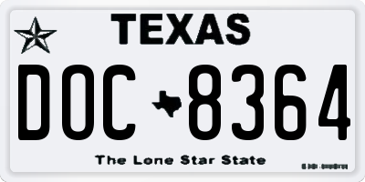 TX license plate DOC8364