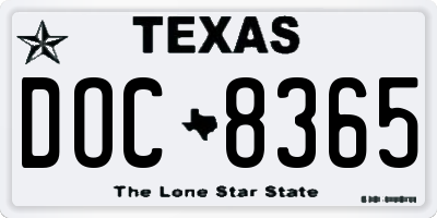 TX license plate DOC8365