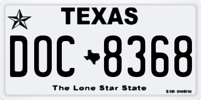 TX license plate DOC8368