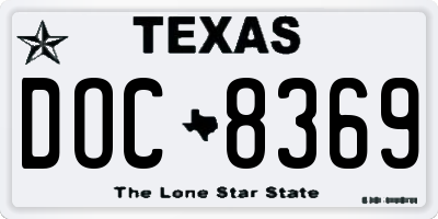 TX license plate DOC8369