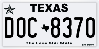 TX license plate DOC8370