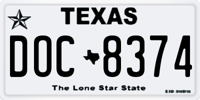 TX license plate DOC8374