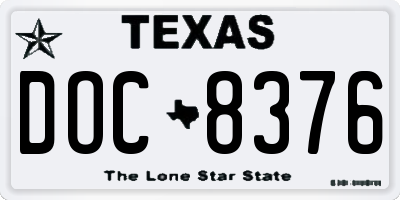 TX license plate DOC8376
