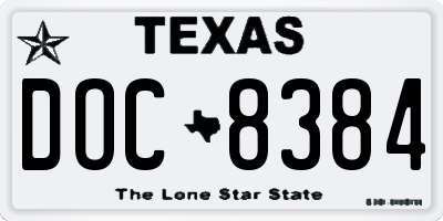 TX license plate DOC8384