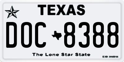 TX license plate DOC8388