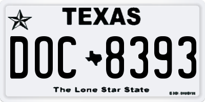 TX license plate DOC8393