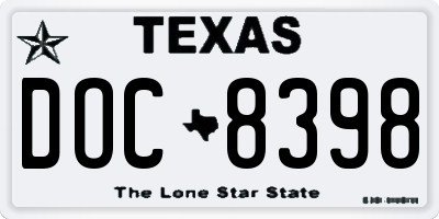 TX license plate DOC8398
