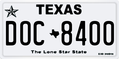 TX license plate DOC8400