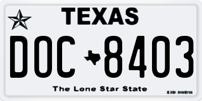 TX license plate DOC8403