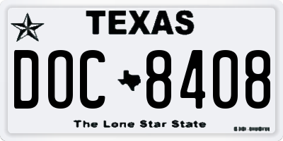 TX license plate DOC8408