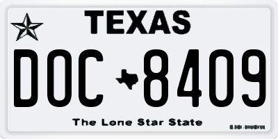 TX license plate DOC8409